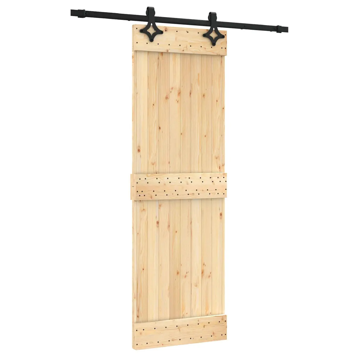 Sliding Door Solid Pine Wood 70 x 210 cm Natural Black Modern Room Divider