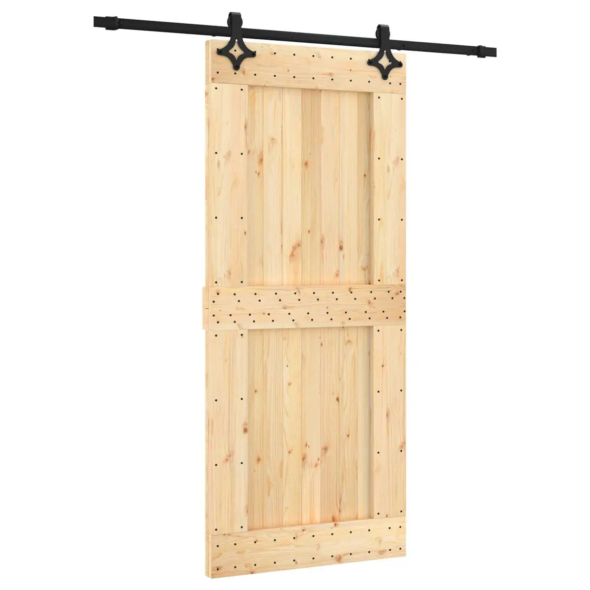 Sliding Door Solid Pine Wood 90 x 210 cm Natural Brown