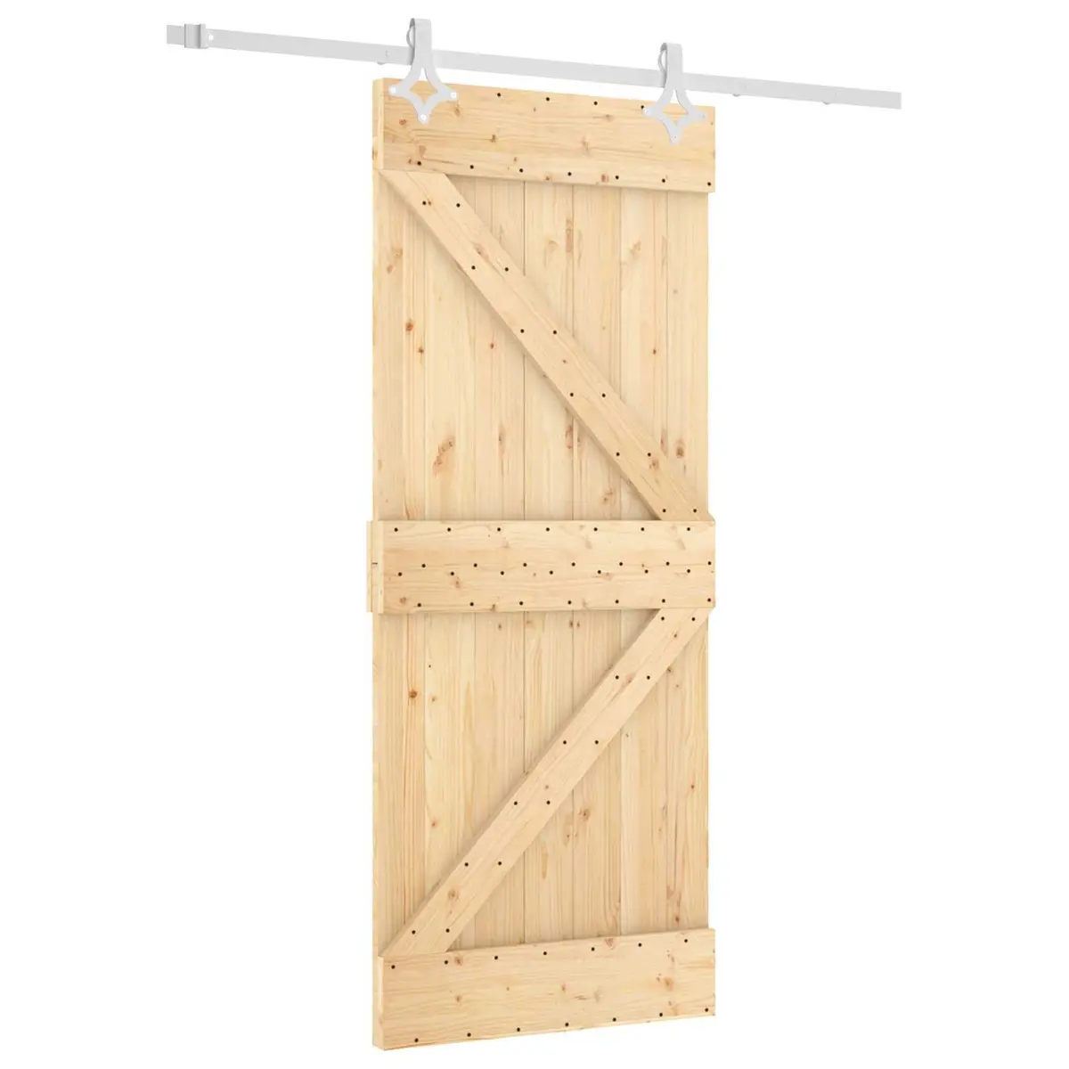 Sliding Door Solid Pine Wood Natural White 85 x 210 cm Room Divider Barn Door