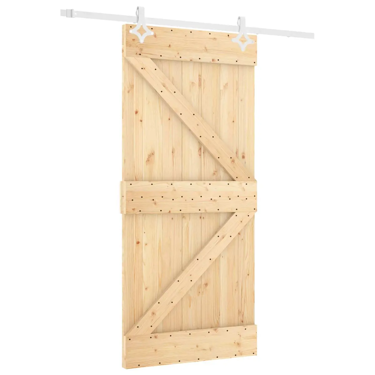 Sliding Door Solid Pine Wood Natural White 90 x 210 cm Space-Saving Room Divider