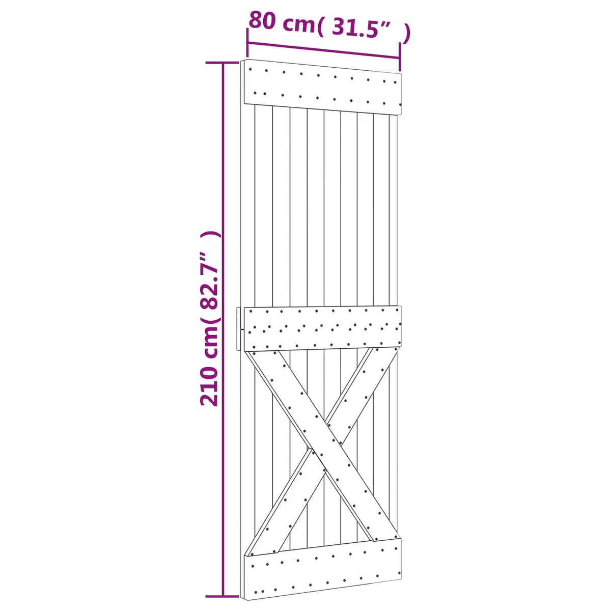 Sliding Door 80x210cm Natural White Solid Pine Wood Modern Interior Room Divider
