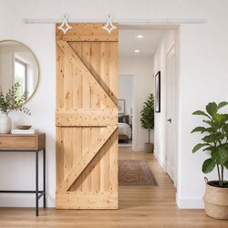 Sliding Door 70x210cm Natural White Solid Pine Wood Modern Interior Room Divider