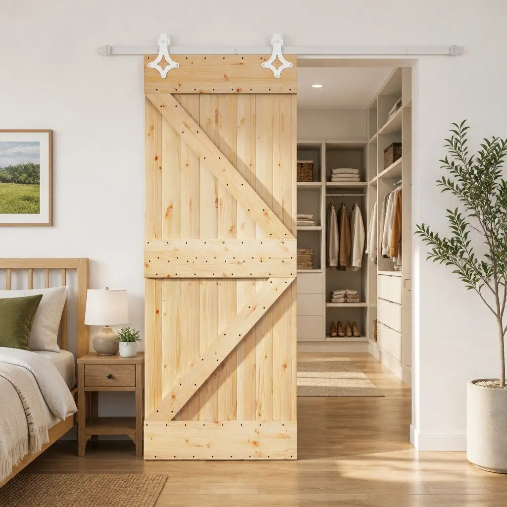 Sliding Door Solid Pine Wood 80 x 210 cm Natural Brown