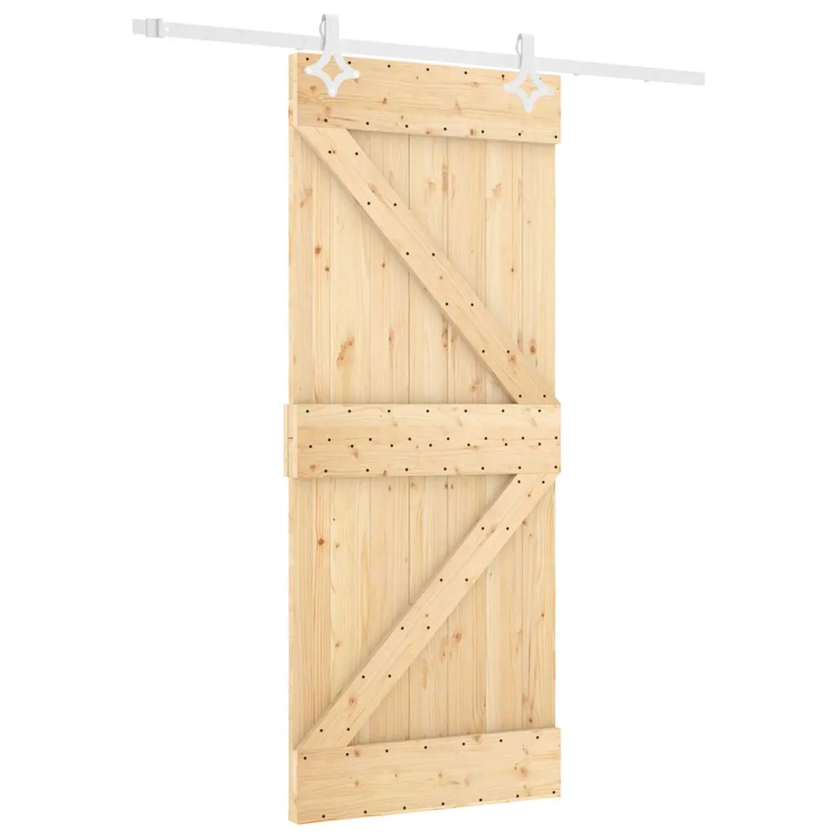 Sliding Door Solid Pine Wood 80 x 210 cm Natural Brown