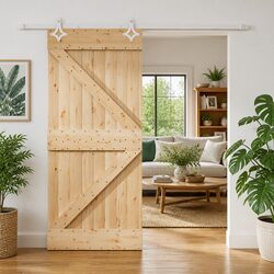 Functional Solid Pine Wood Sliding Door 90 x 210 cm for Home Use