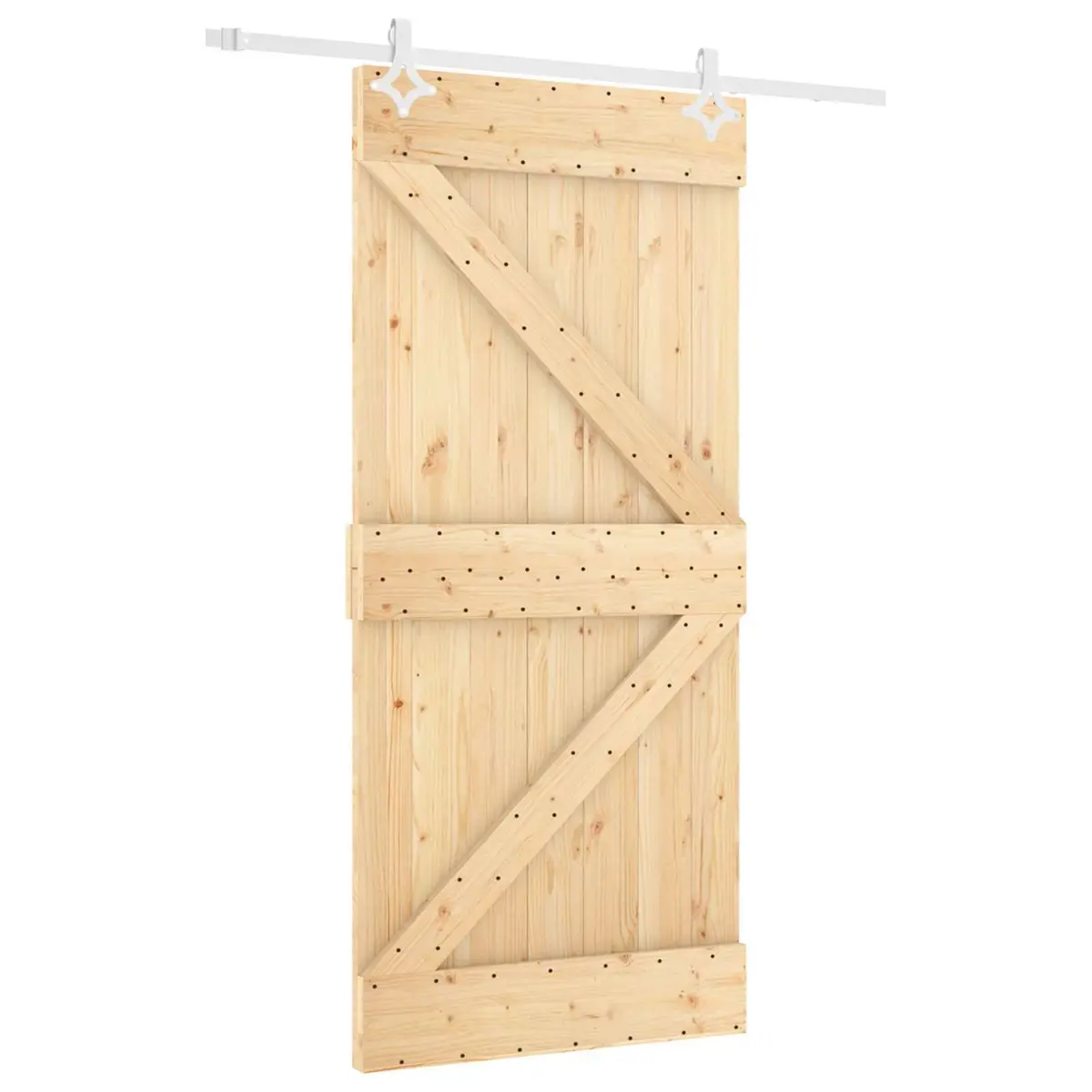 Sliding Door Solid Pine Wood 100 x 210 cm Natural White Space-Saving Room Divider