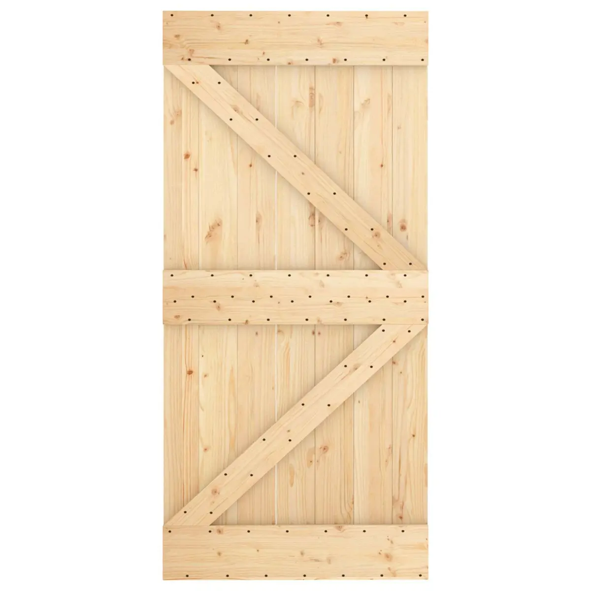 Sliding Door Solid Pine Wood 100 x 210 cm Natural White Space-Saving Room Divider