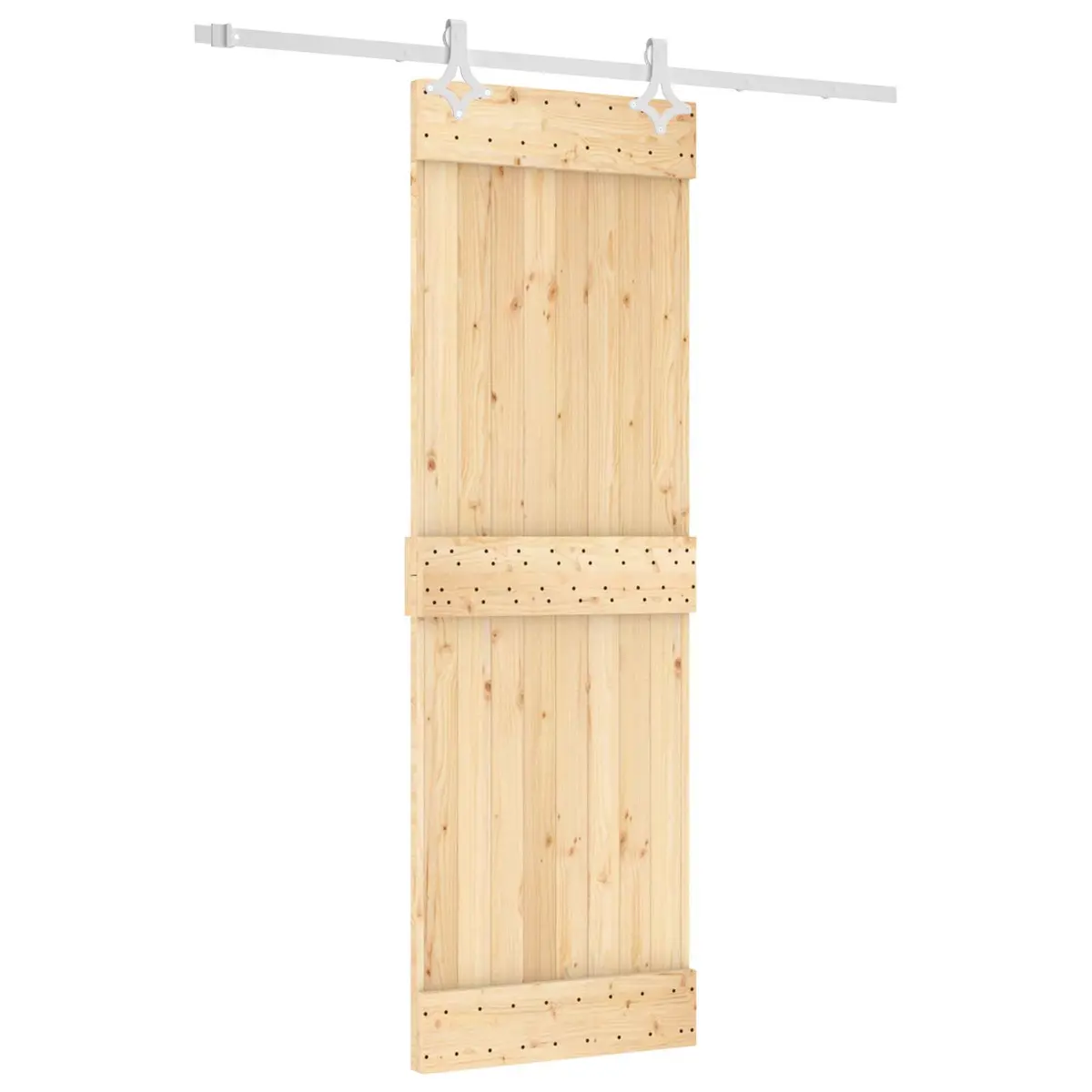 Sliding Door Solid Pine Wood 70 x 210 cm Natural White Modern Space-Saving Interior