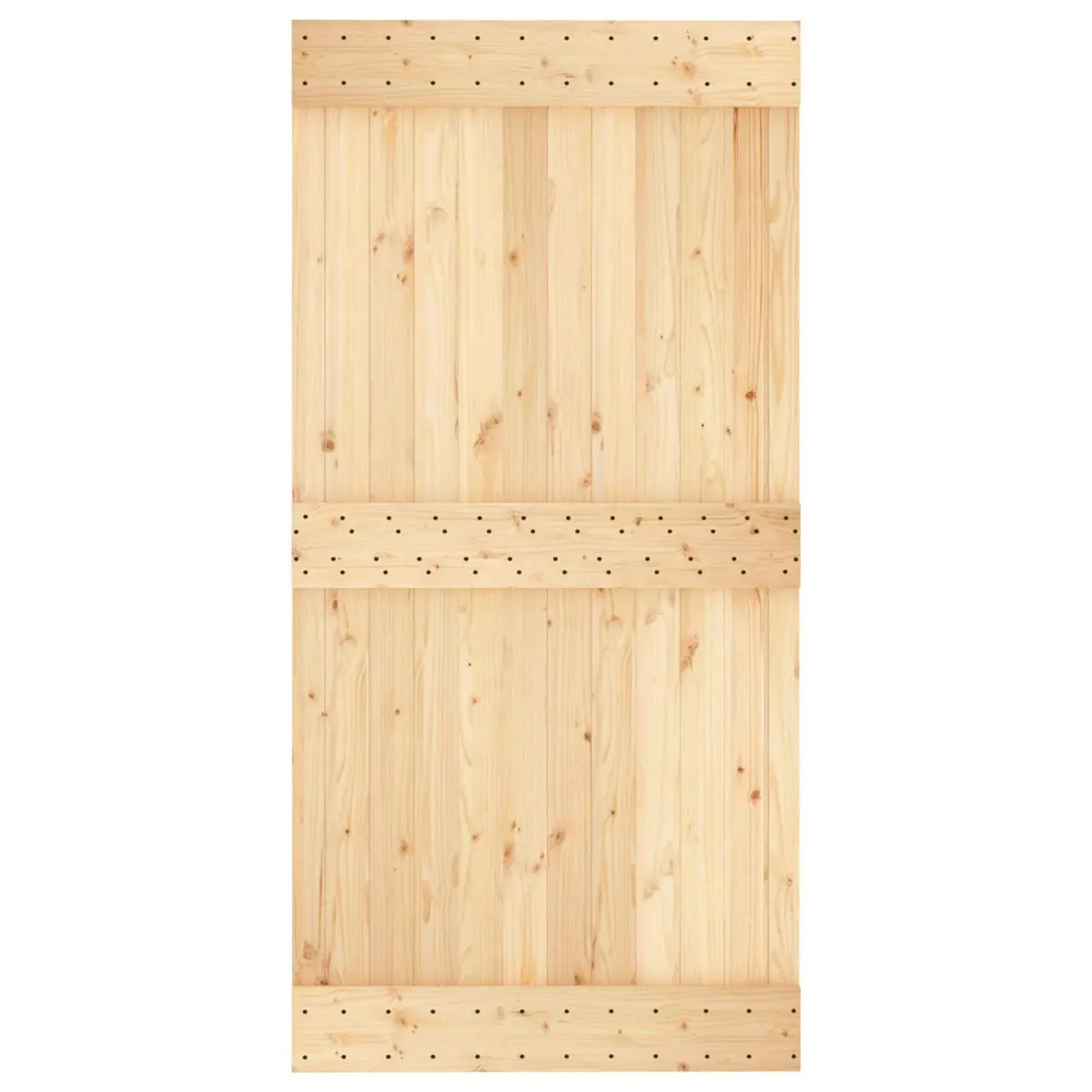 Sliding Door Solid Pine Wood 100 x 210 cm Natural White Space-Saving