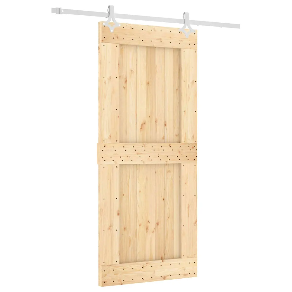 Sliding Door Natural White 90 x 210 cm Solid Pine Wood Top Track Modern Room