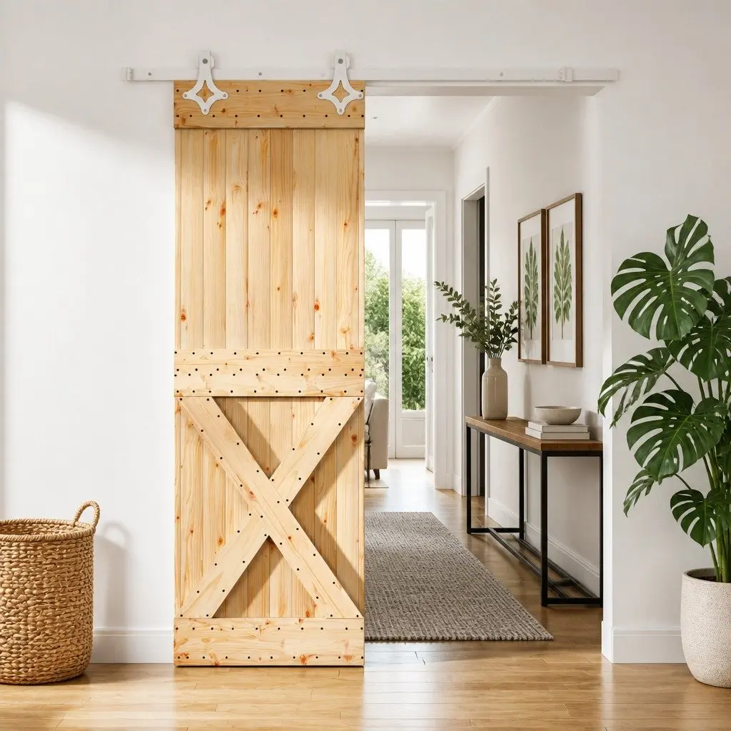 Sliding Door Solid Pine Wood 70 x 210 cm Natural White
