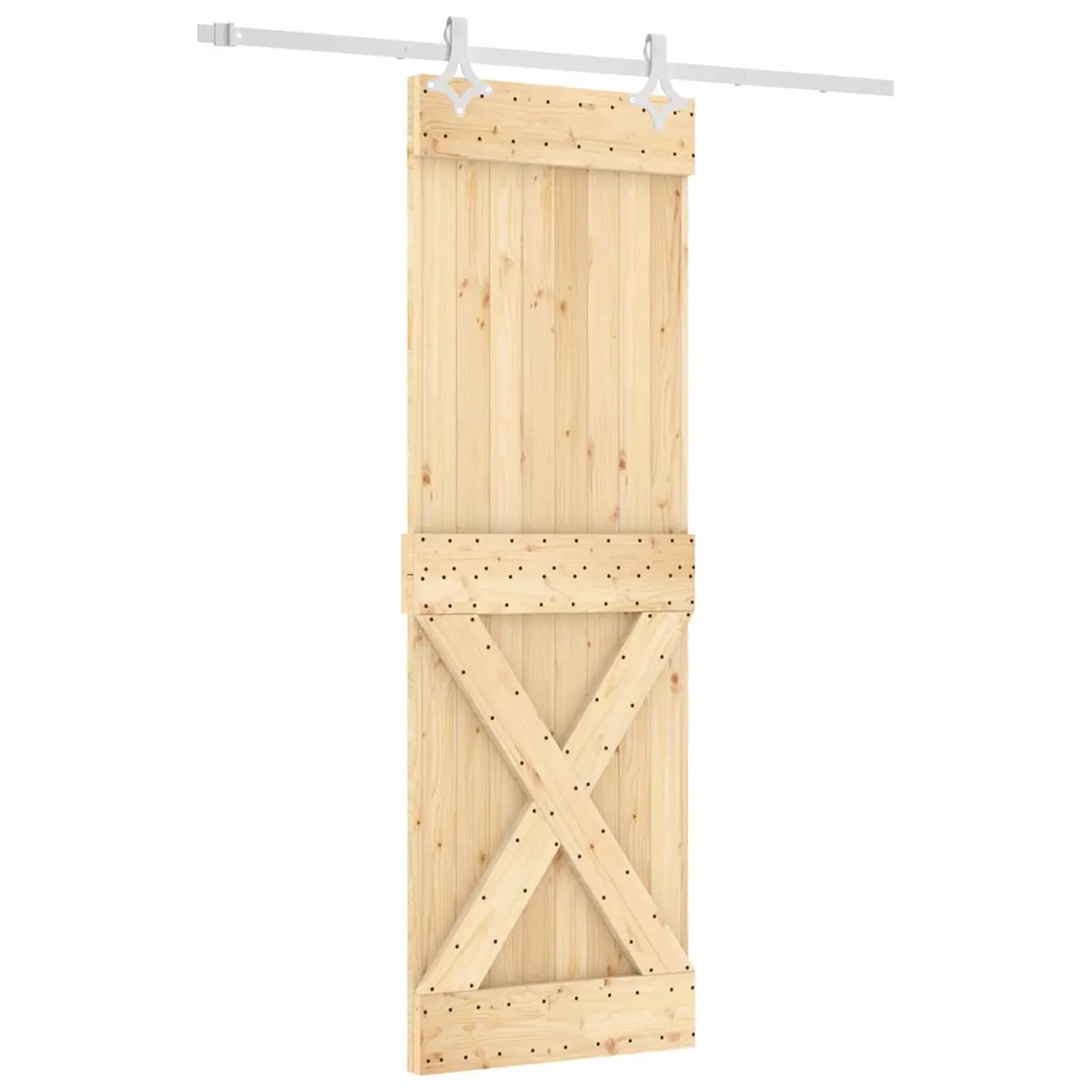Sliding Door Solid Pine Wood 70 x 210 cm Natural White
