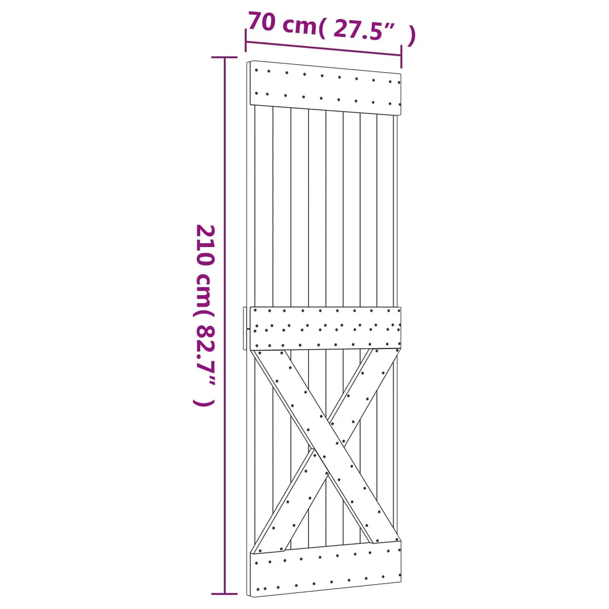 Sliding Door Solid Pine Wood 70 x 210 cm Natural White