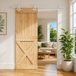 Sliding Door Natural White 80 x 210 cm Pine Wood Interior Room Divider