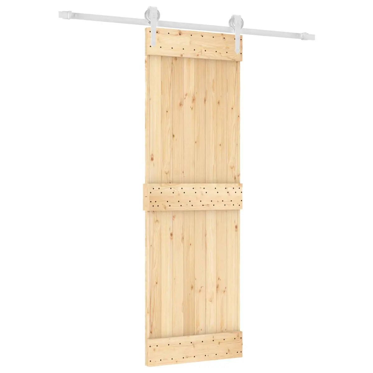 Sliding Door Solid Pine Wood 70 x 210 cm Natural White Interior Space-Saving