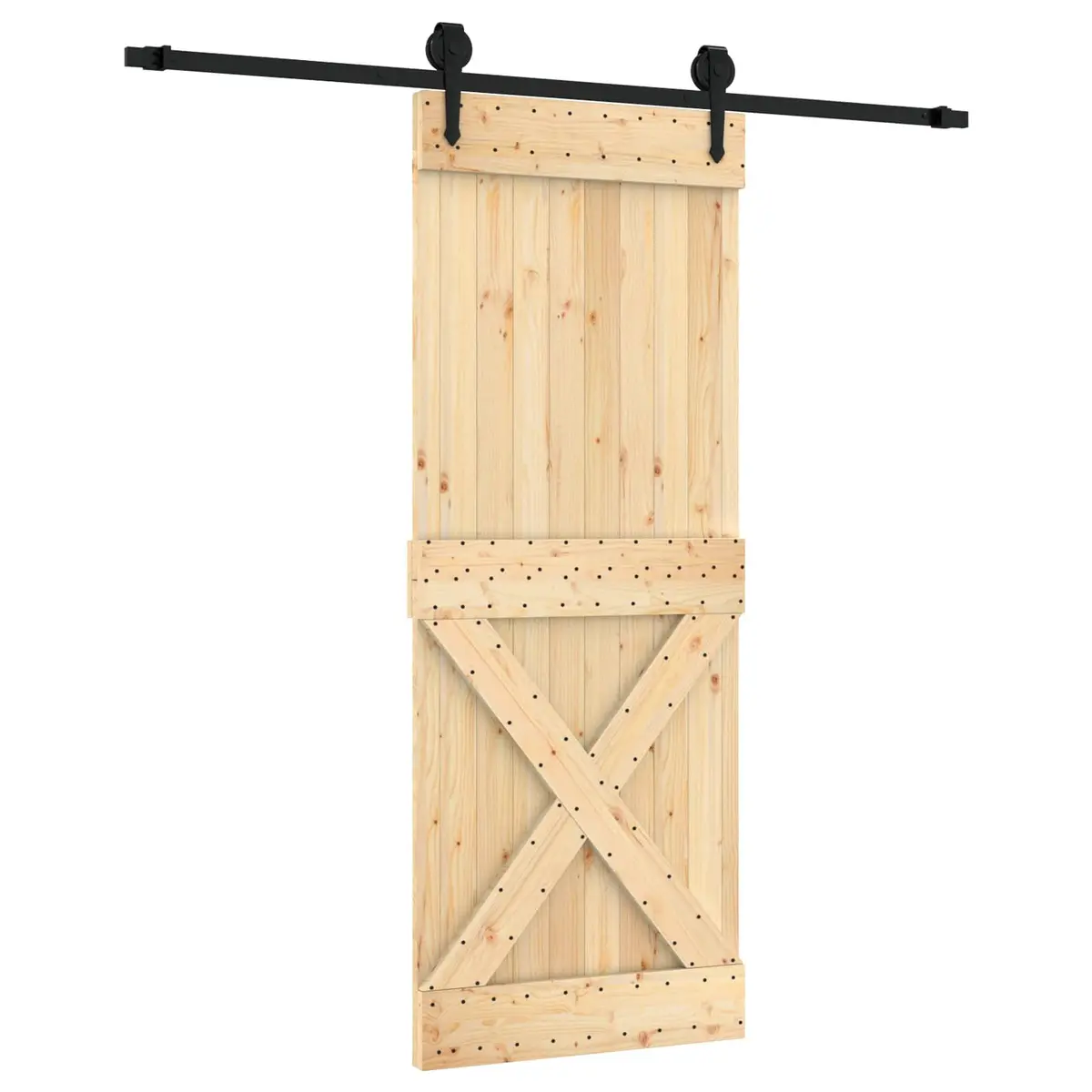 Sliding Door Natural Black 80x210cm Solid Pine Wood Modern Room Divider Space