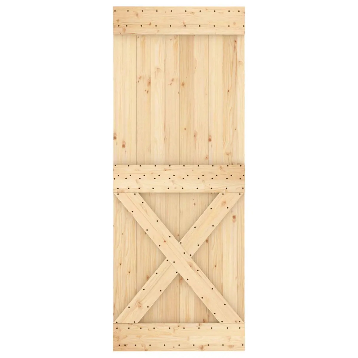 Sliding Door Natural Black 80x210cm Solid Pine Wood Modern Room Divider Space