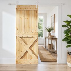 Sliding Door Solid Pine Wood Natural White 90 x 210 cm Space-Saving Room Divider