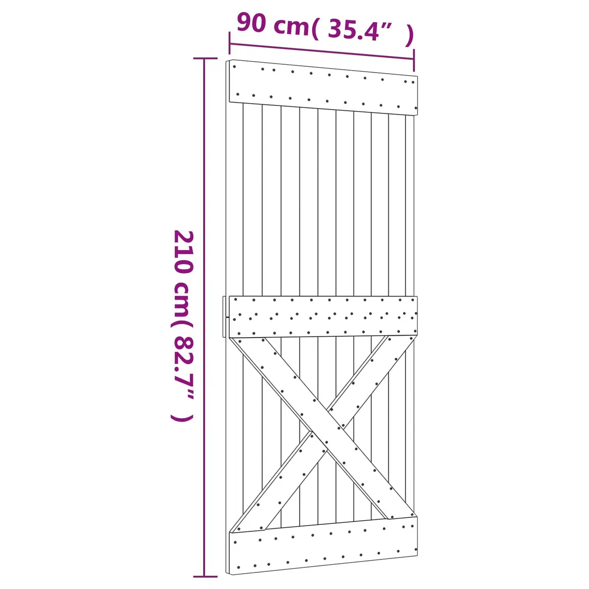 Sliding Door Solid Pine Wood 90 x 210 cm Natural White Space-Saving Room Divider