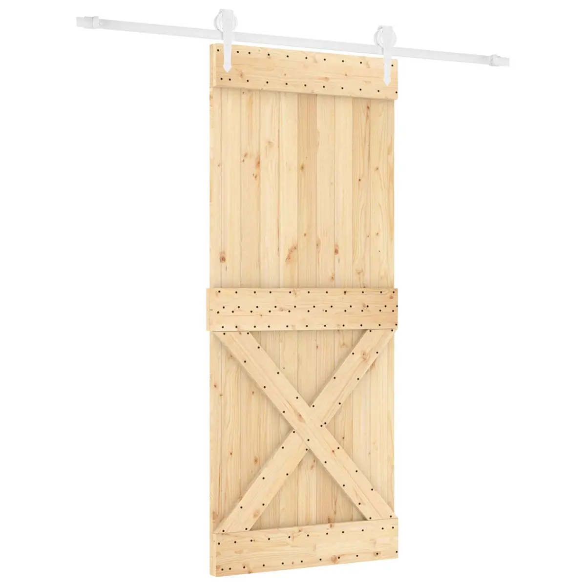Sliding Door Solid Pine Wood 100 x 210 cm Natural White Modern Room Divider