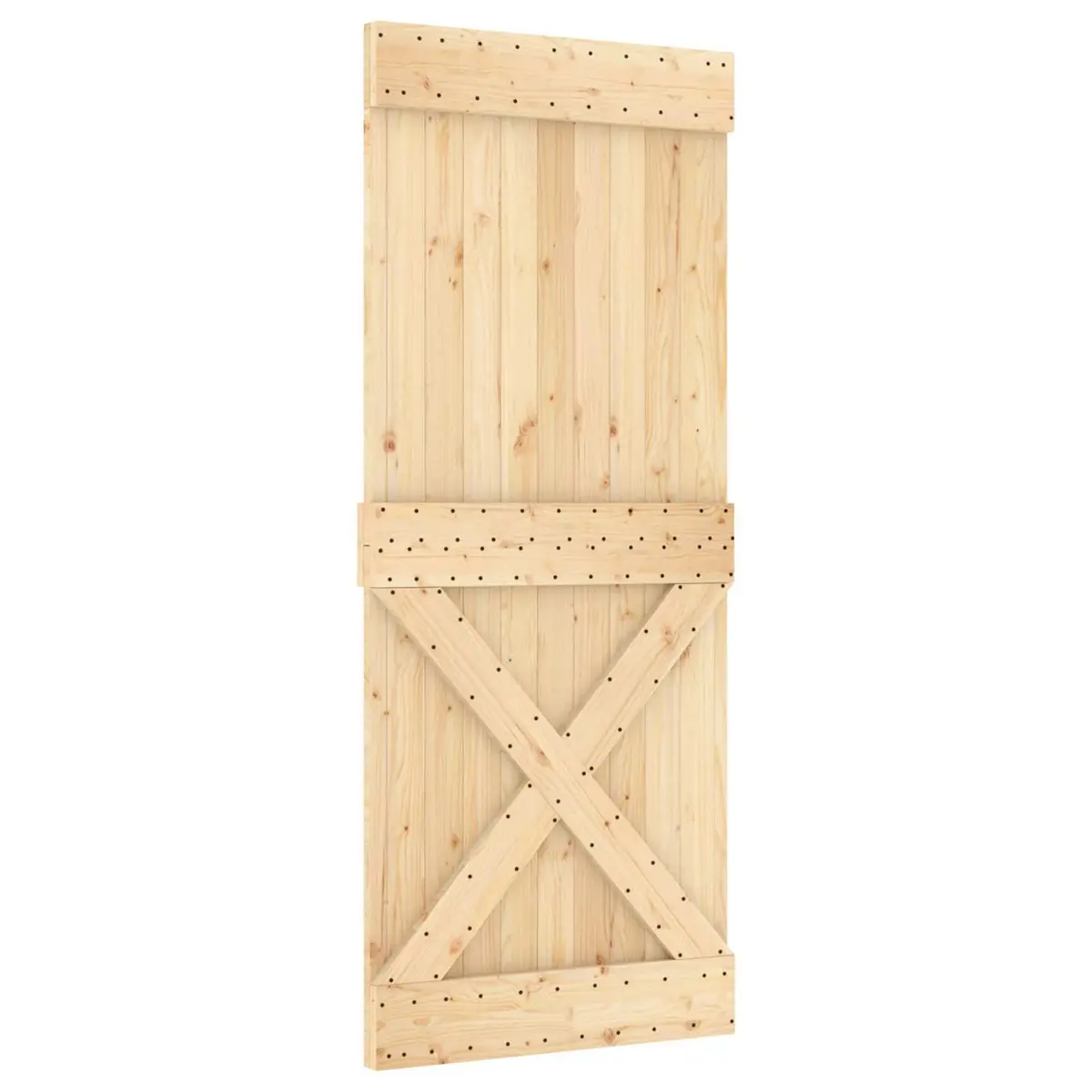 Sliding Door Solid Pine Wood 100 x 210 cm Natural White Modern Room Divider