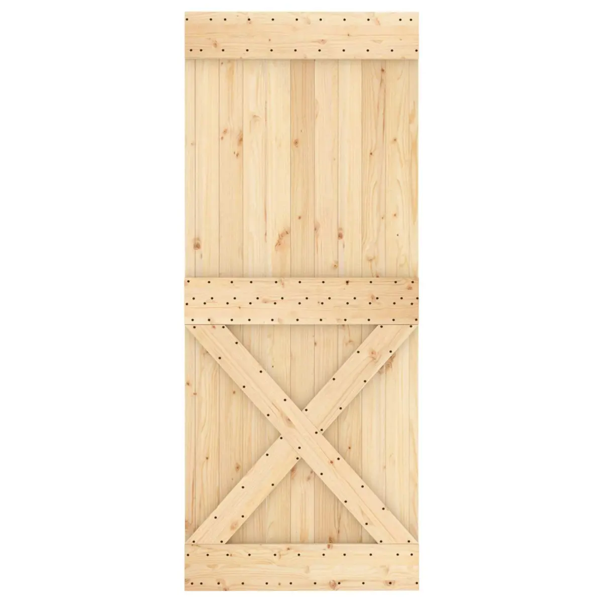 Sliding Door Solid Pine Wood 100 x 210 cm Natural White Modern Room Divider
