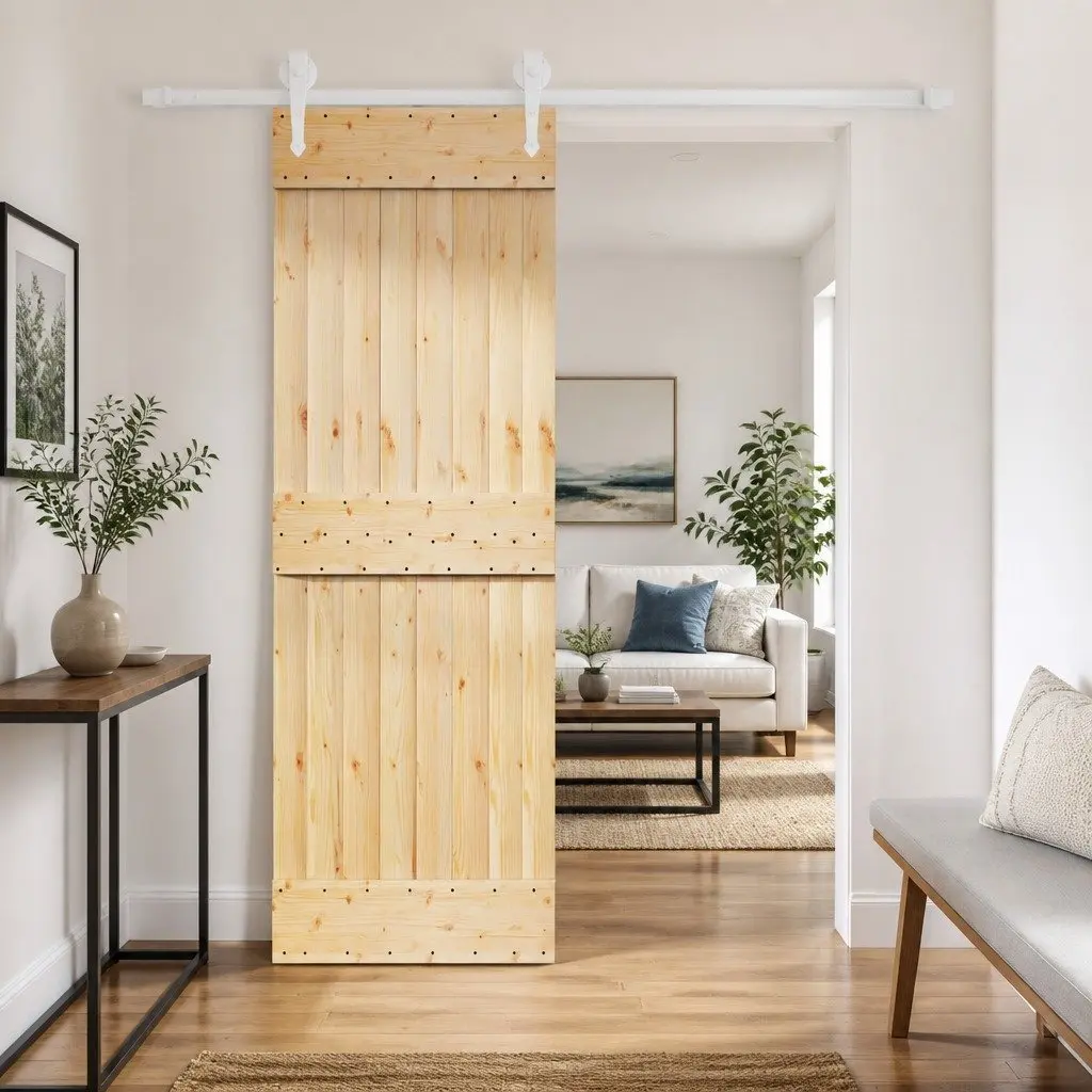 Sliding Door Solid Pine Wood 70 x 210 cm Brown Modern Room Divider