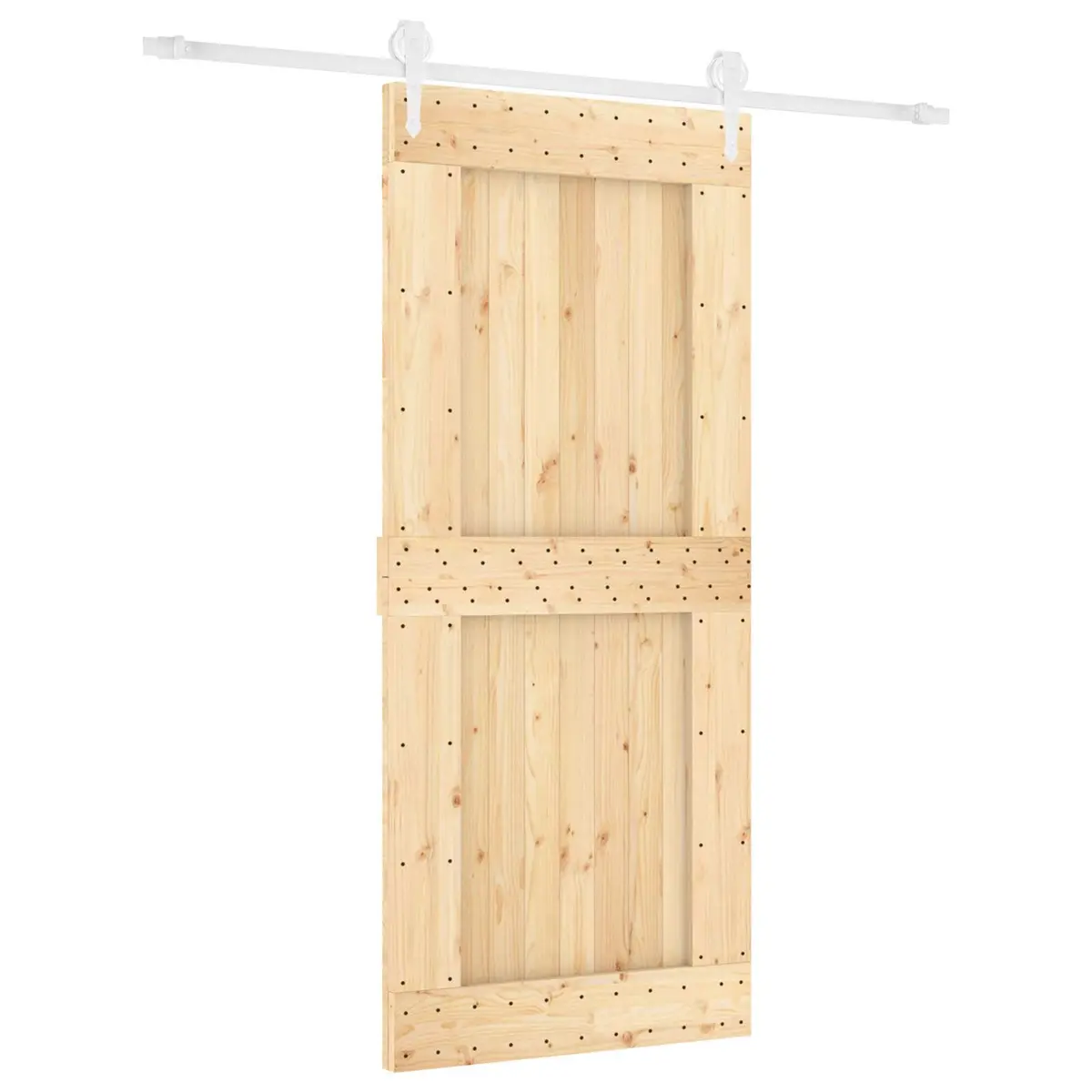 Sliding Door Solid Pine Wood 90x210cm Brown Modern Interior Room Divider Space-Saving Partition