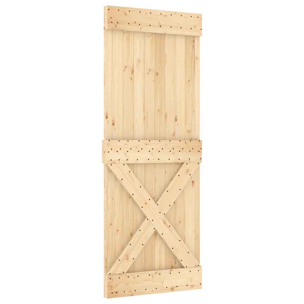 Sliding Door Solid Pine Wood 80 x 210 cm Natural White Modern Room Divider