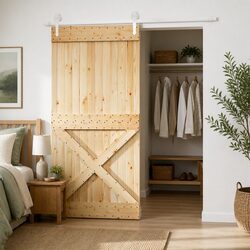 Sliding Door Solid Pine Wood Natural White 95x210cm Space-Saving Room Divider