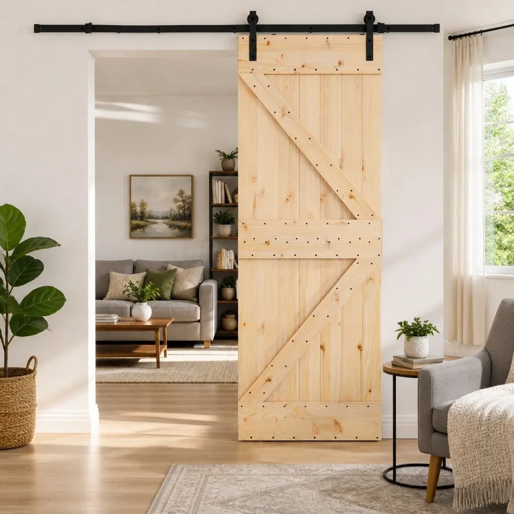 Sliding Door Modern Design Space-Saving Room Divider 70x210cm Natural Pine