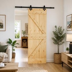 Versatile Sliding Door for Room Dividing with Pine Wood Frame