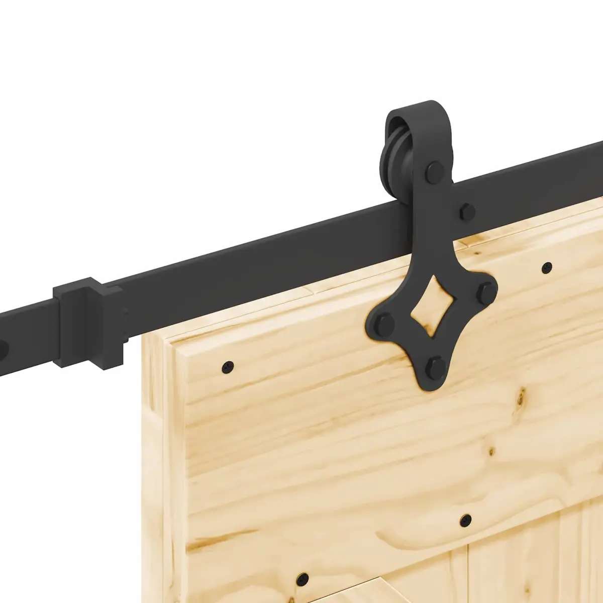 Room Divider Sliding Door Solid Pine Wood Black Steel Track 70x210cm