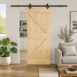 Ideal Sliding Door for Compact Homes: Natural Pine Wood 85 x 210 cm