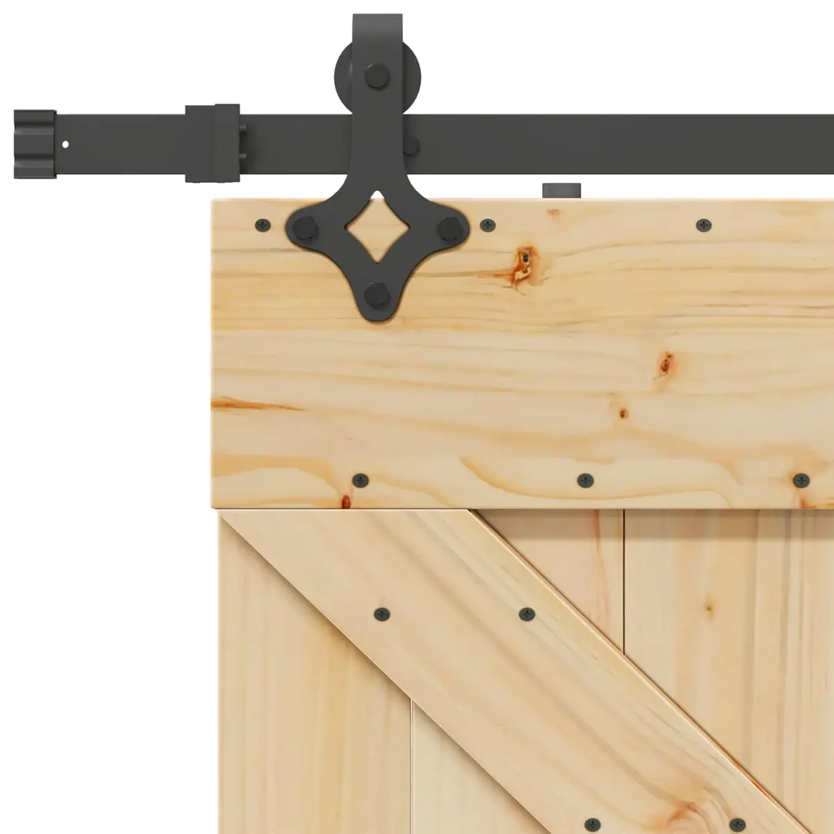 Sliding Door Solid Pine Wood 90x210cm Modern Room Divider Black Track