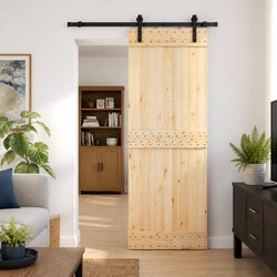 Practical Sliding Door for Small Spaces: Pine Wood 80x210cm