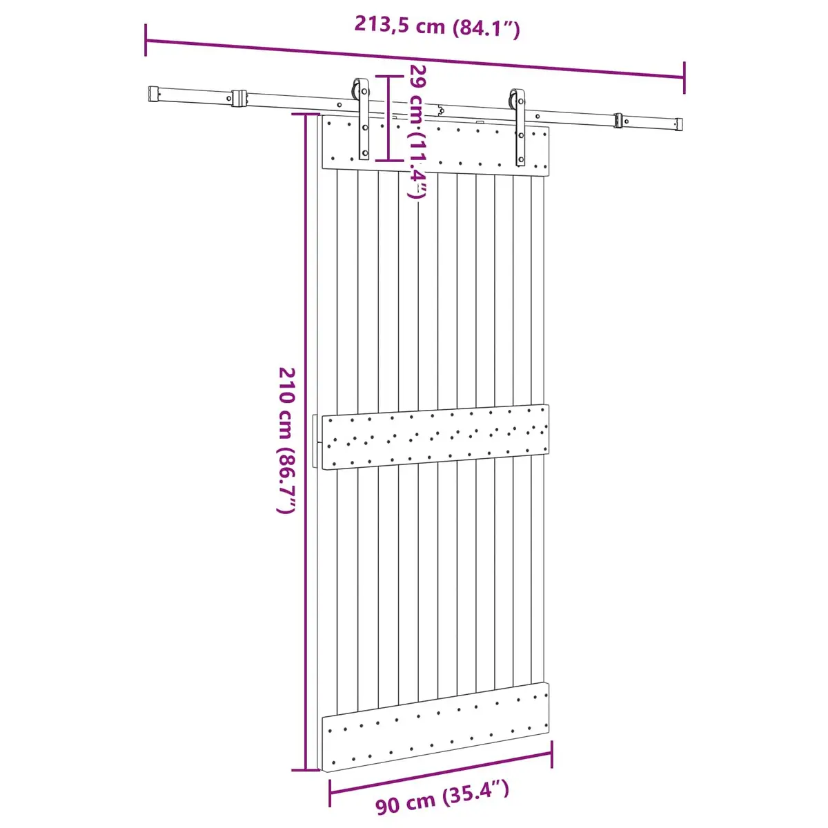 Sliding Door for Compact Spaces, 90x210 cm