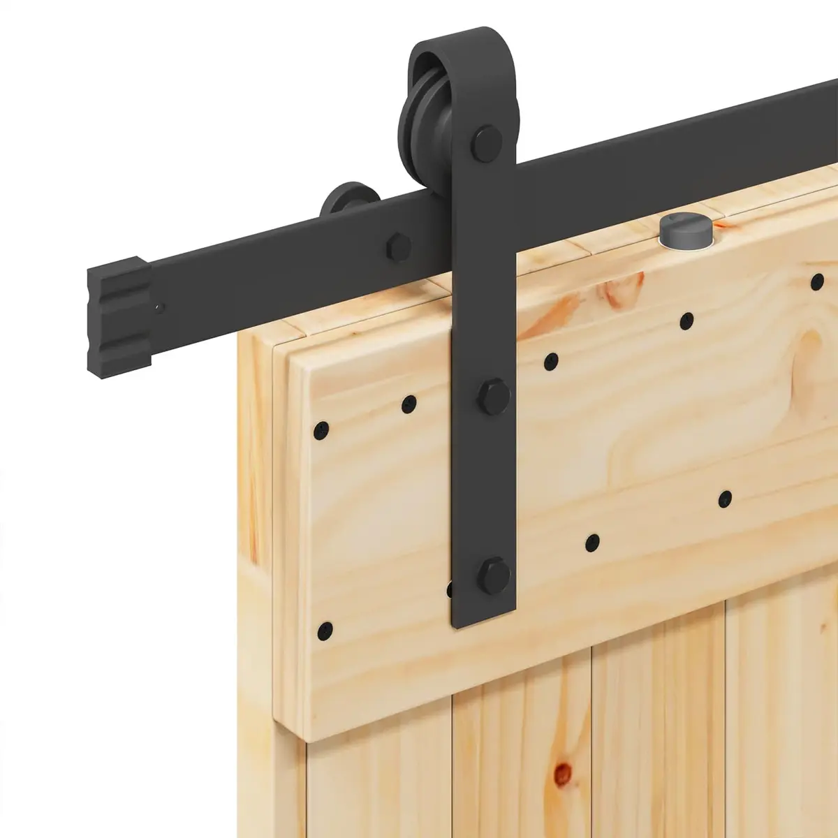 Sliding Door Solid Pine Wood Natural 100 x 210 cm Black Frame Modern Space-Saving