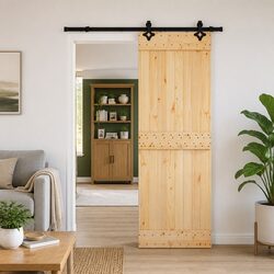 Practical Sliding Door for Home Spaces: Pine Wood Design 70x210cm