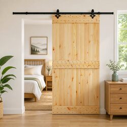 Sliding Door Natural Brown Black Modern Space-Saving Room Divider 100 x 210 cm