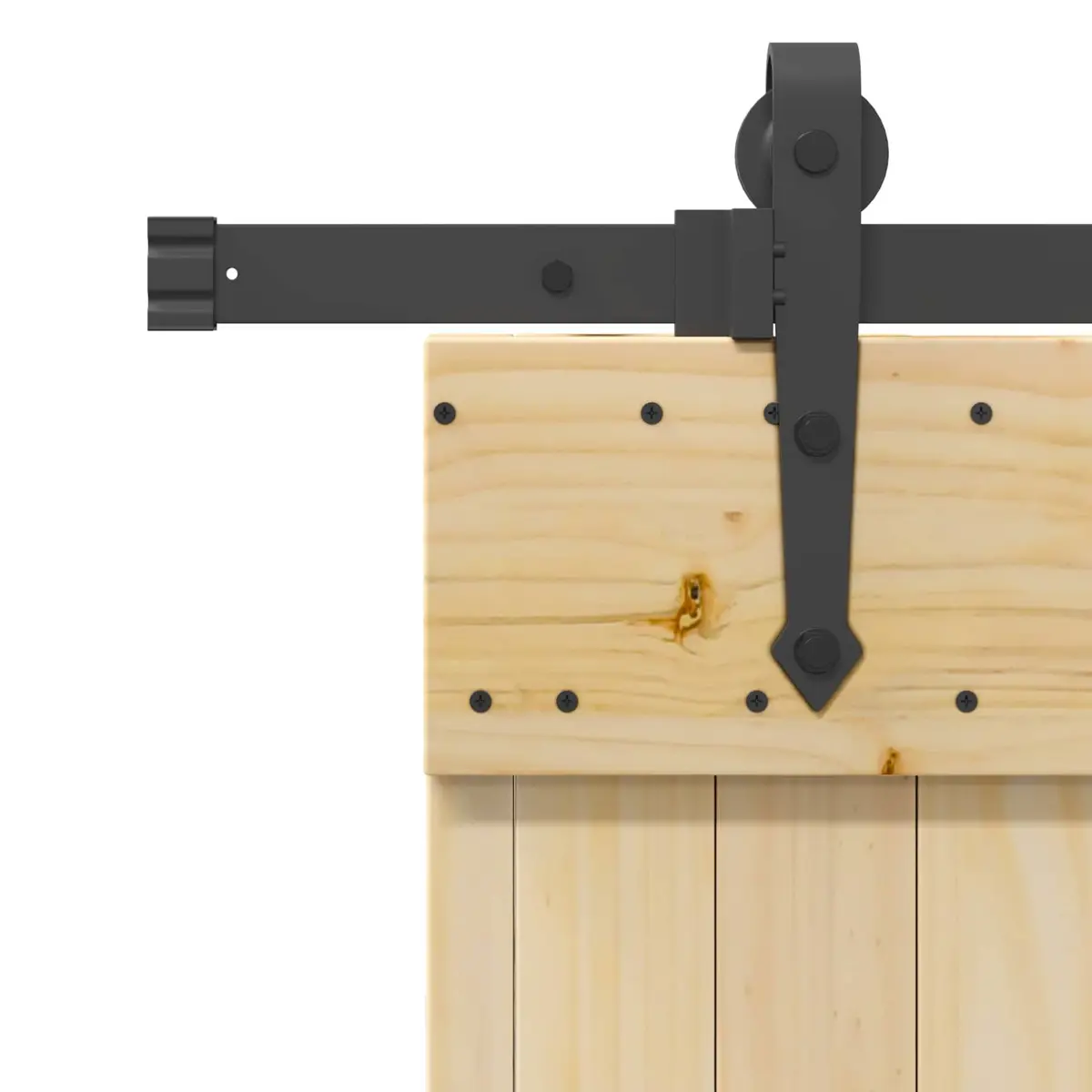 Sliding Door Natural Pine Wood Black Steel Track 70 x 210cm