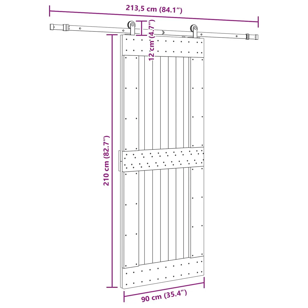 Sliding Door Pine Wood Steel Track 90 cm Brown Black
