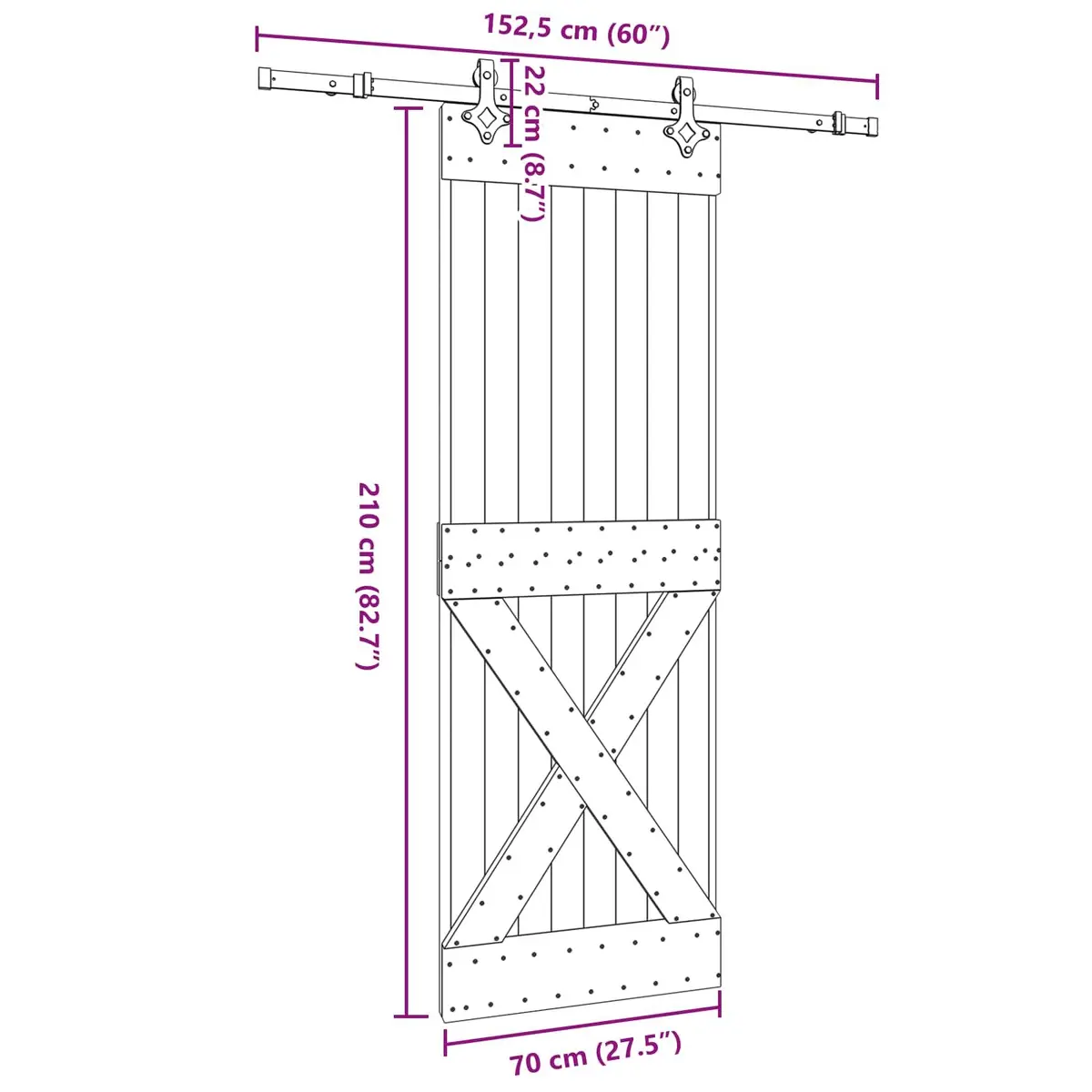 Sliding Door 70cm Modern Room Divider Wardrobe Closet Barn Style Hardware Track