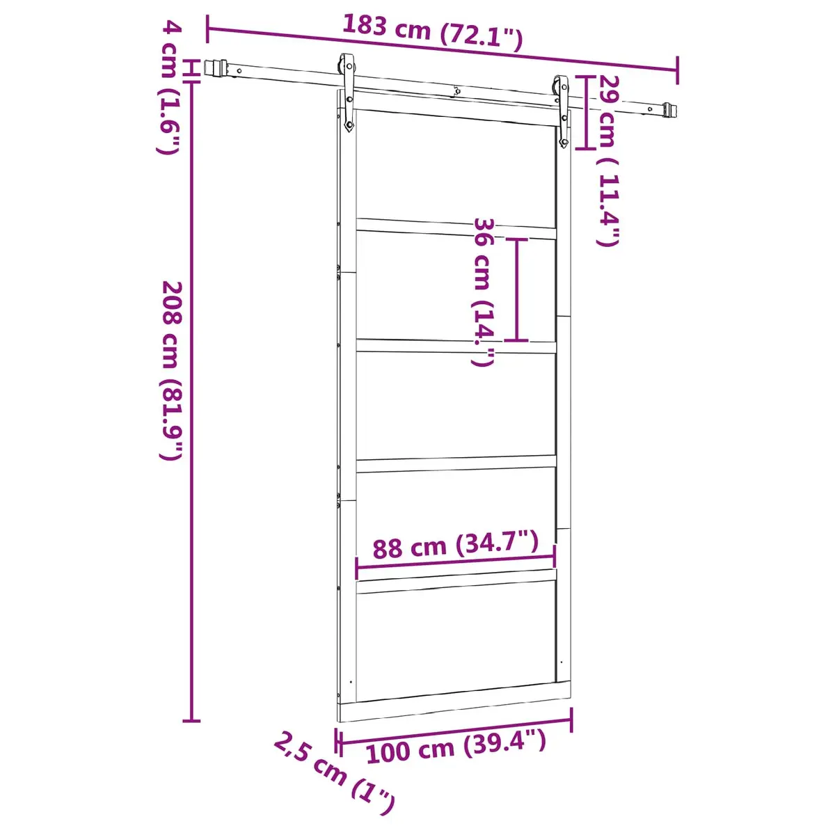Sliding Door Solid Pine Wood Natural Brown 100 x 208 cm