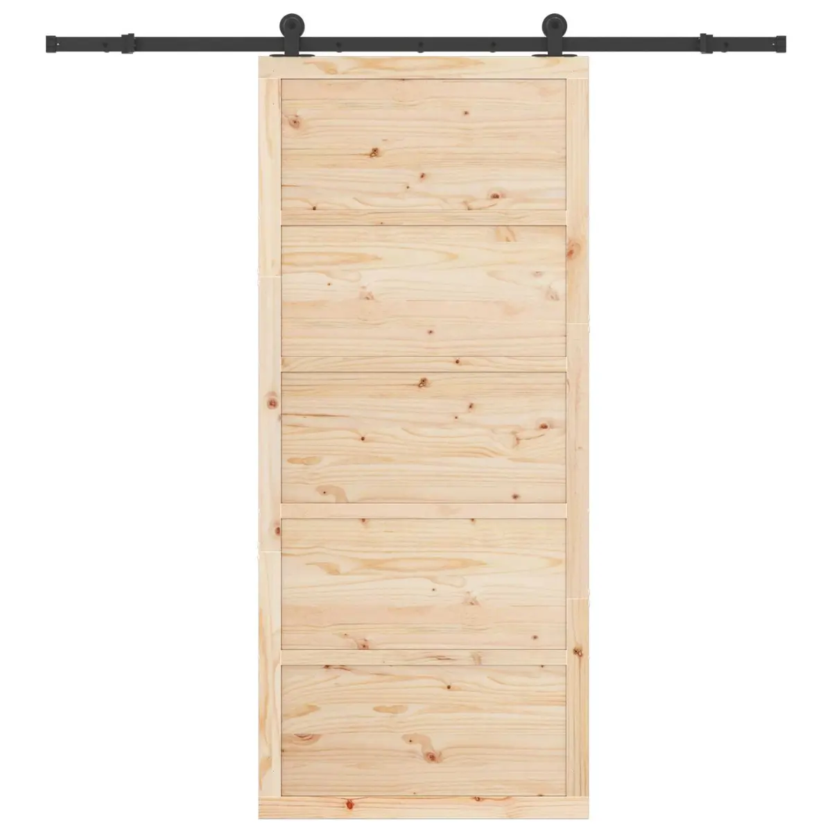Sliding Door Solid Pine Wood Natural Brown 100 x 208 cm