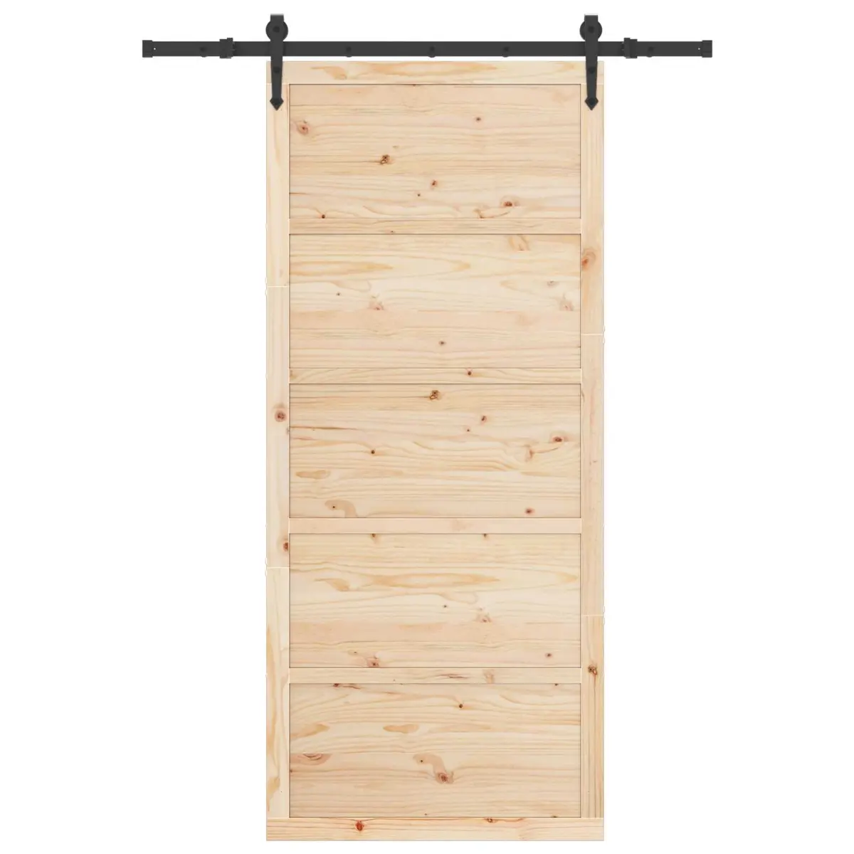 Sliding Door Solid Pine Wood 80 x 208 cm Brown Top Track Mechanism