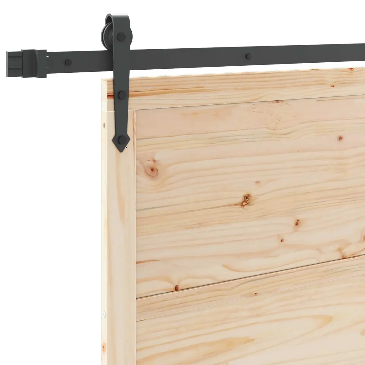 Sliding Door Solid Pine Wood 80 x 208 cm Brown Top Track Mechanism