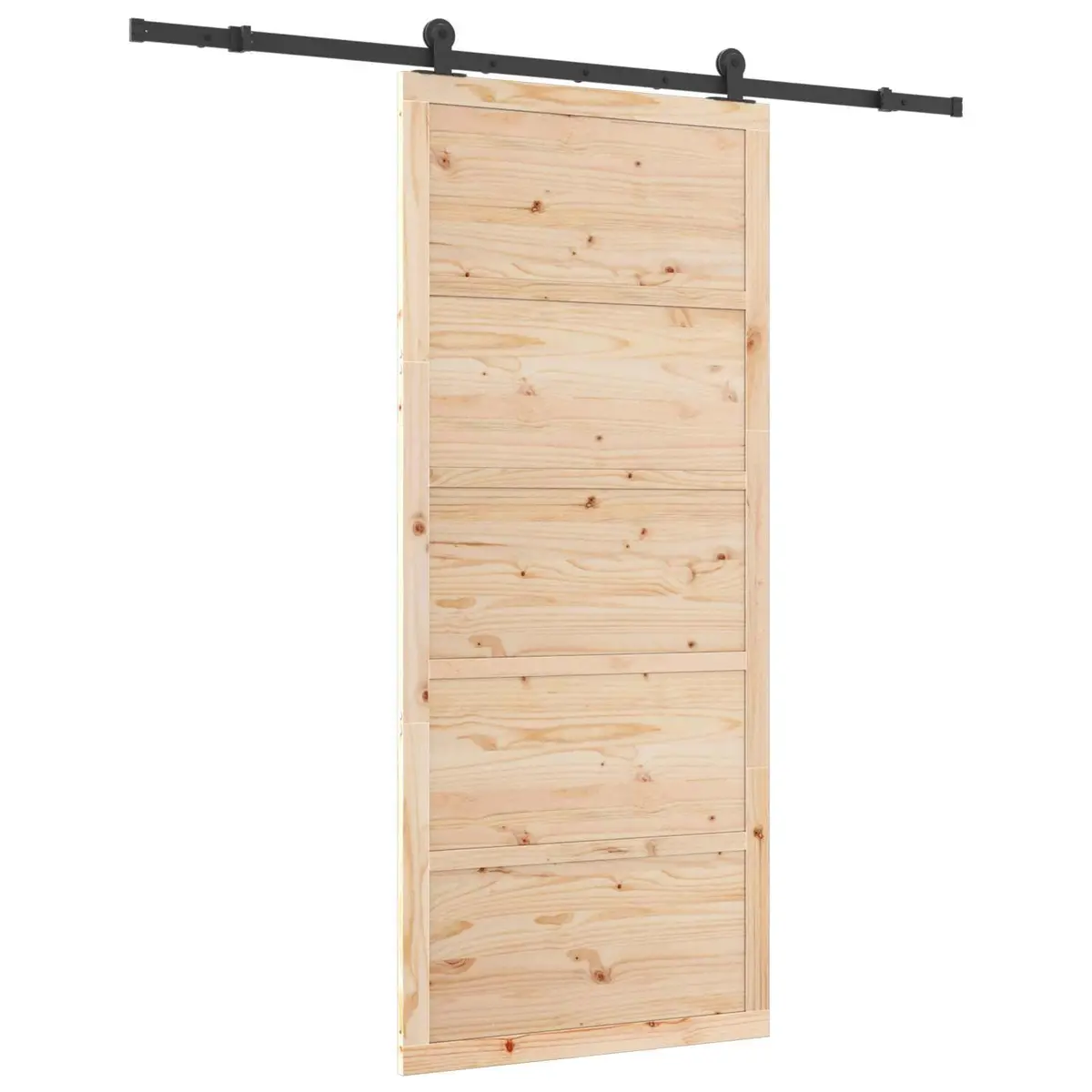Sliding Door Natural Solid Pine Wood 100 x 208 cm Space-Saving Interior Room