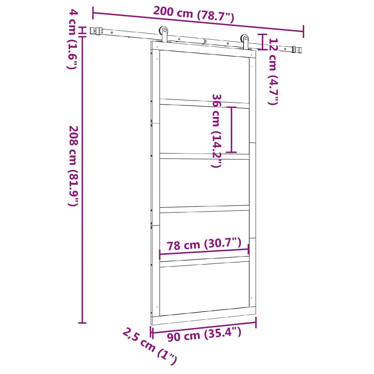 Sliding Door 90 x 208 cm Natural Solid Pine Wood Modern Interior Room Divider