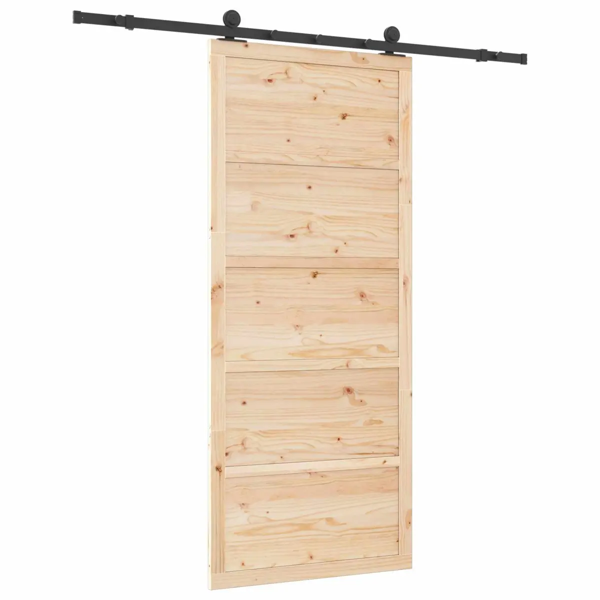 Sliding Door 80 x 208 cm Natural Solid Pine Wood Top Track Modern Space-Saving